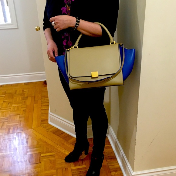 Céline Medium Trapeze - Blue and Beige